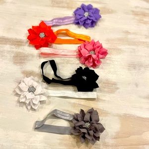 Set of 6 flower and rhinestone headbands